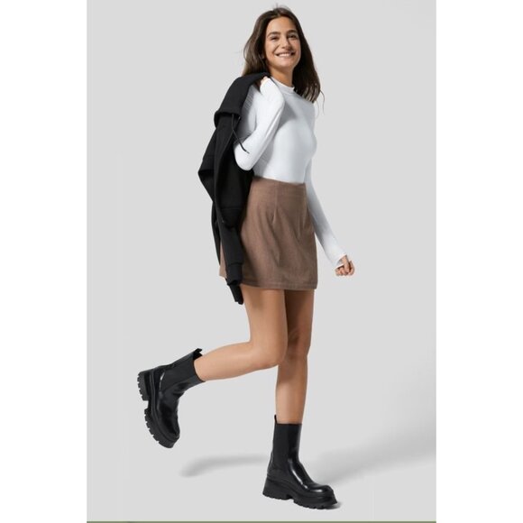 Halara High Waisted Corduroy Casual Skirt Sz Small Tan Invisible Zipper 2-in-1 A - Picture 3 of 10